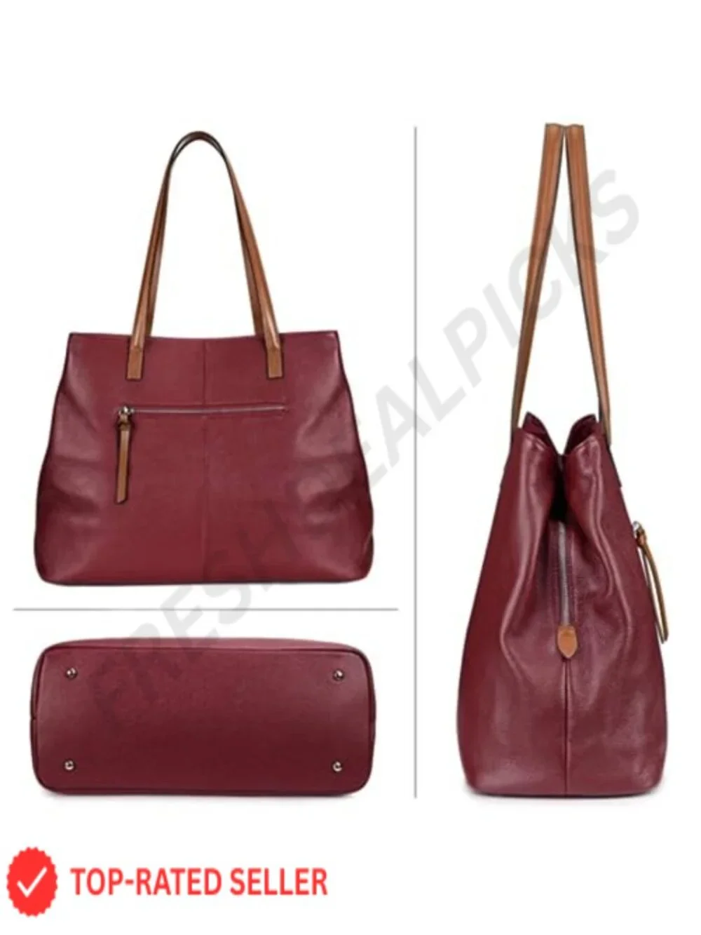 Genuine Leather Soft Hobo Shoulder Bag Large Capacity Fits 13 Laptop